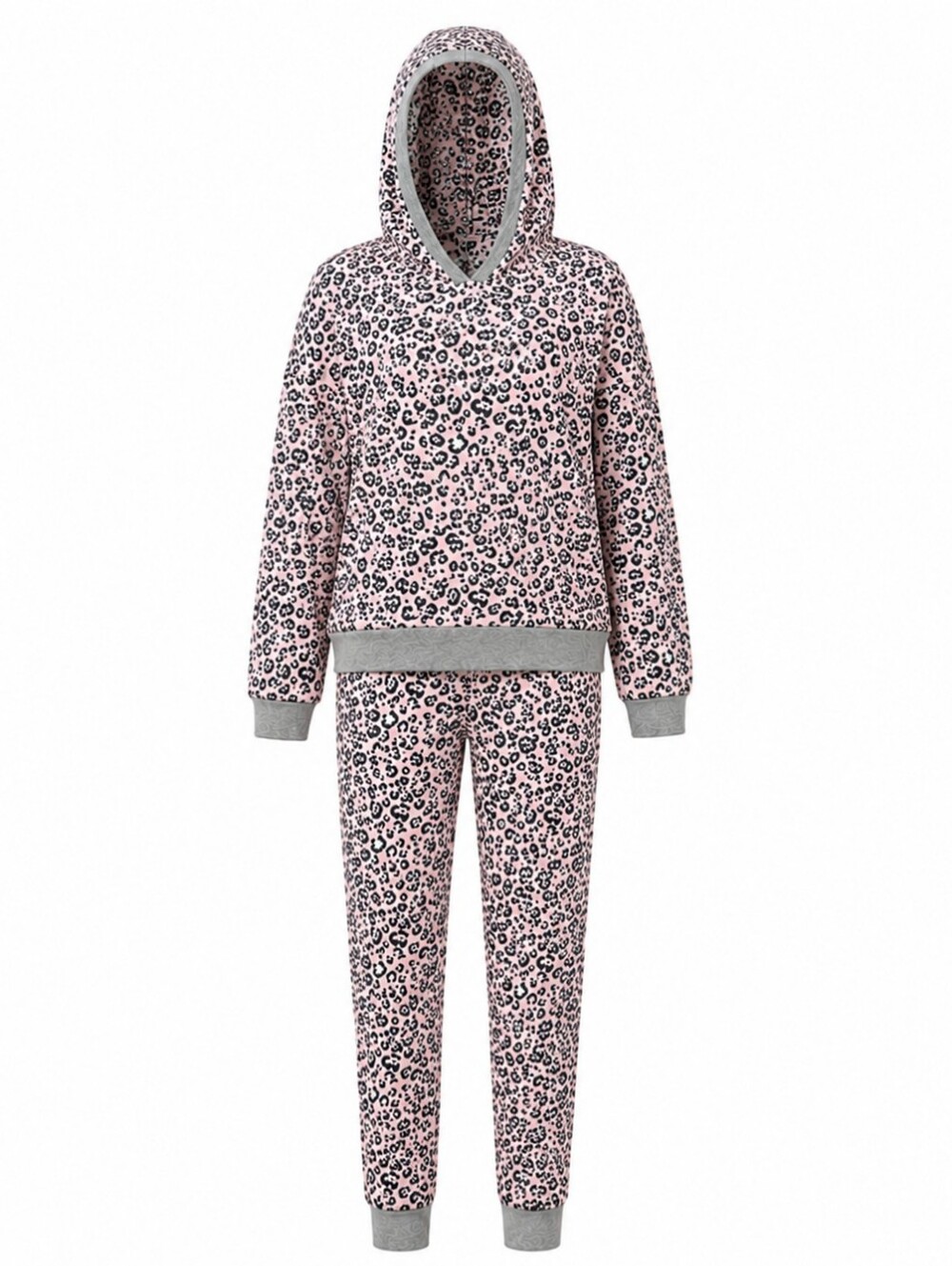 CUDDL DUDS | Cozy Pink Leopard Fleece 2pc Hoodie Jogger Pajama Lounge Set |‎ XL